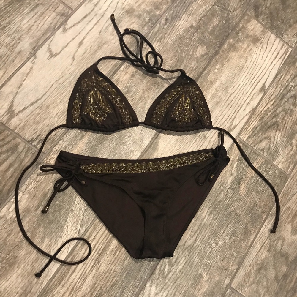Brown and gold bikini